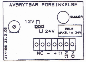 2141B5 - Døralarm, summer & relekont etter 0-2 min