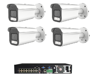 Kamerapakke, 4 st 8 MP kamera, NVR med 16 POE porter
